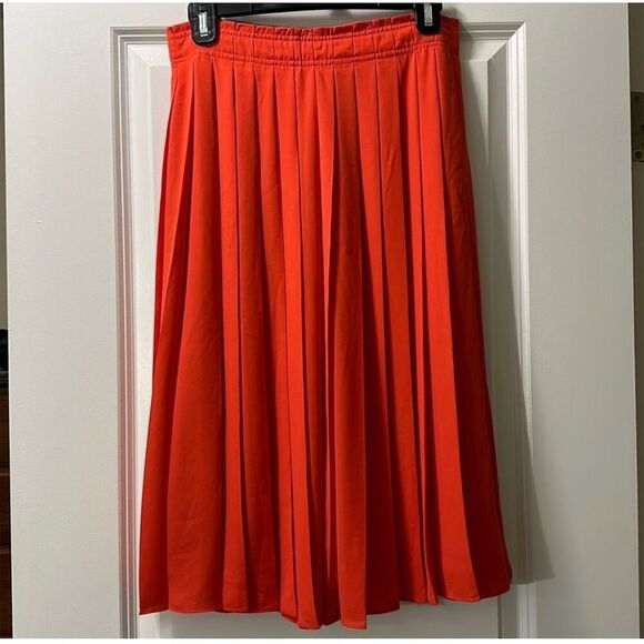 J. Crew Women's Pleated Midi Skirt Orange Size S - Picture 2 of 4